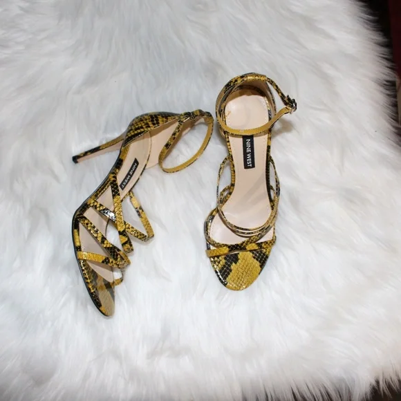 Nine West, Snakeskin print Strappy Heels - Picture 2 of 12